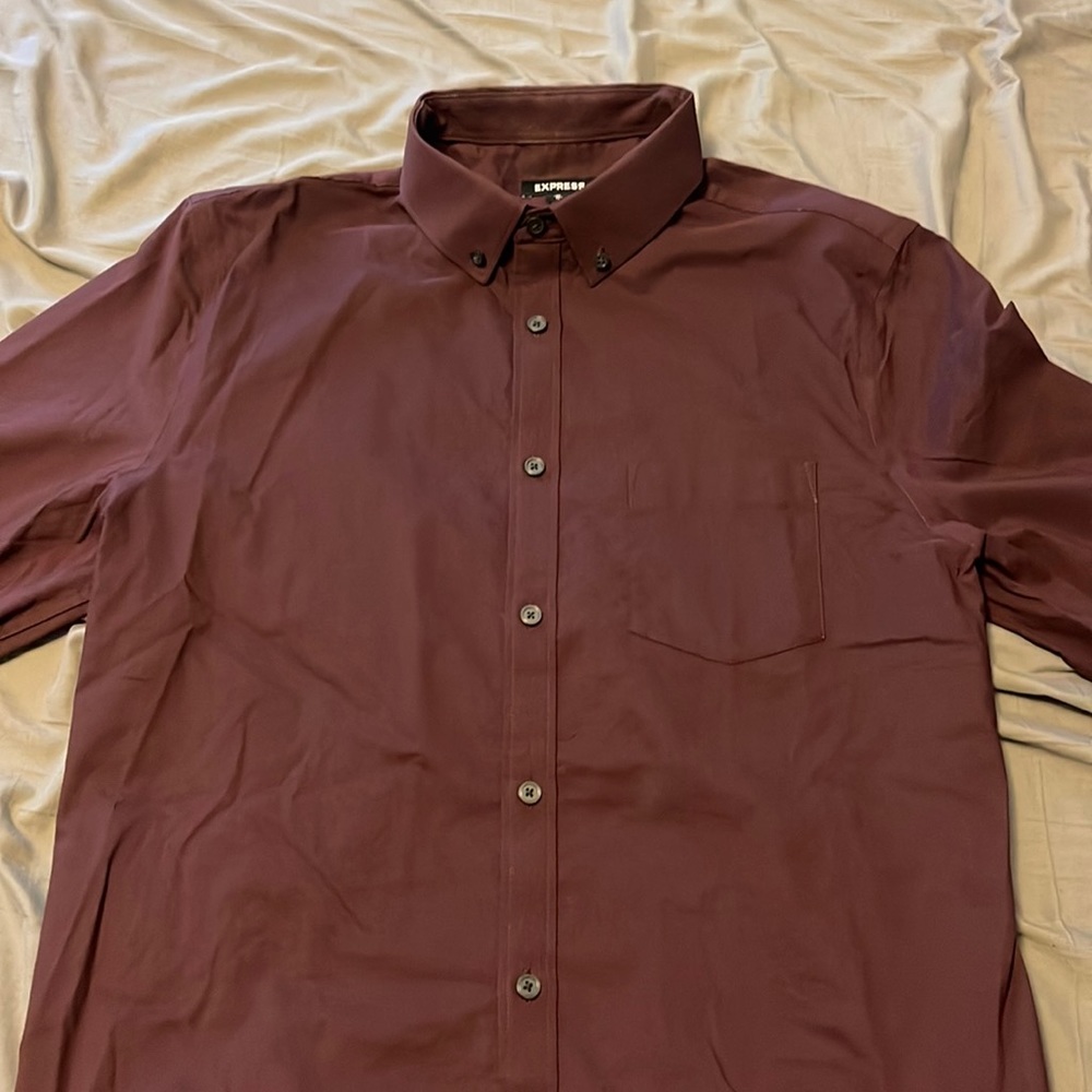 Express Men’s Burgundy Button-Down Dress Shirt